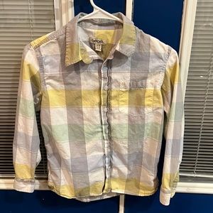 CHEROKEE brand pastel plaid button up dress shirt. Girls size 8/10 M